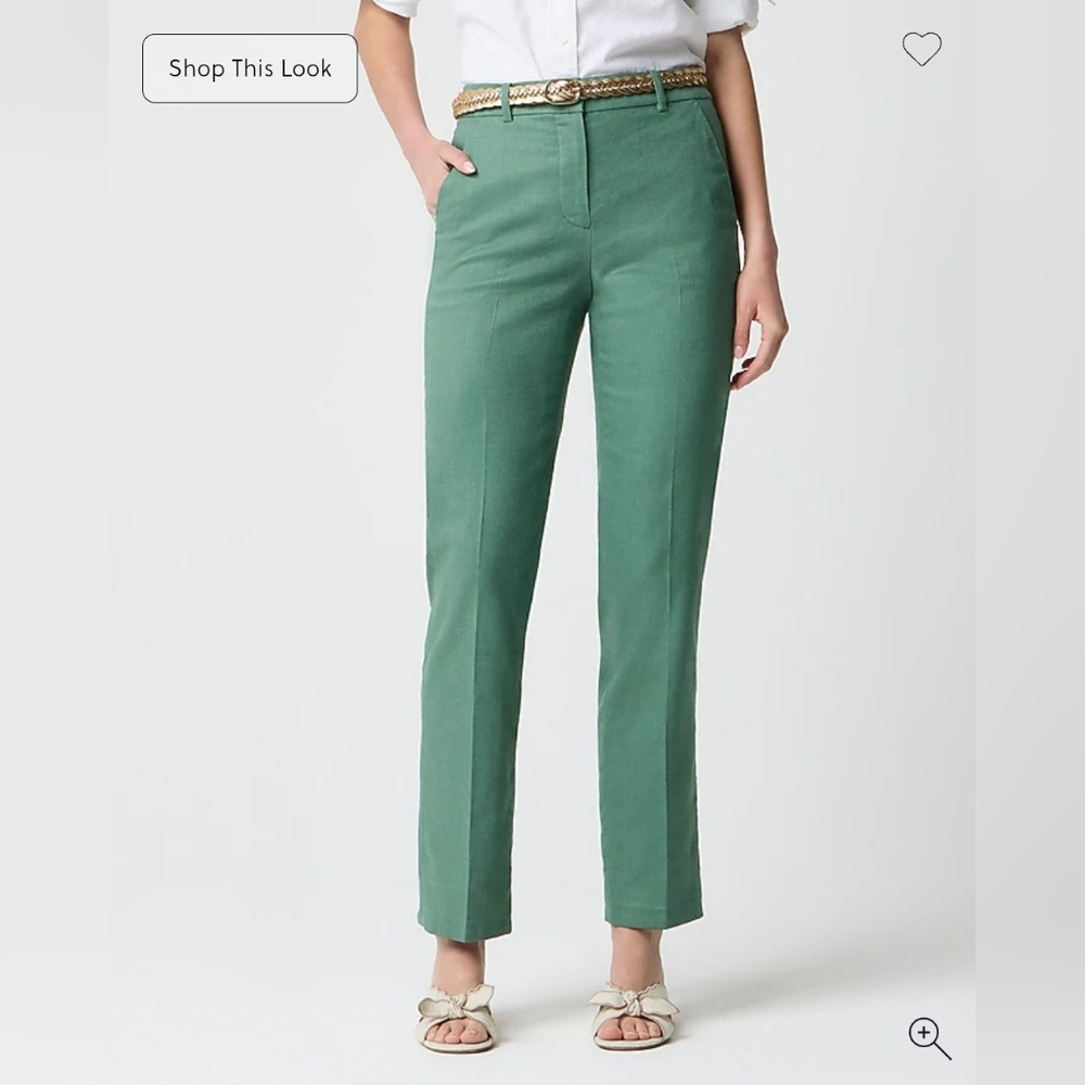 J. Crew Factory Kallie Stretch Linen Pants Im Lamppost Green NWOT